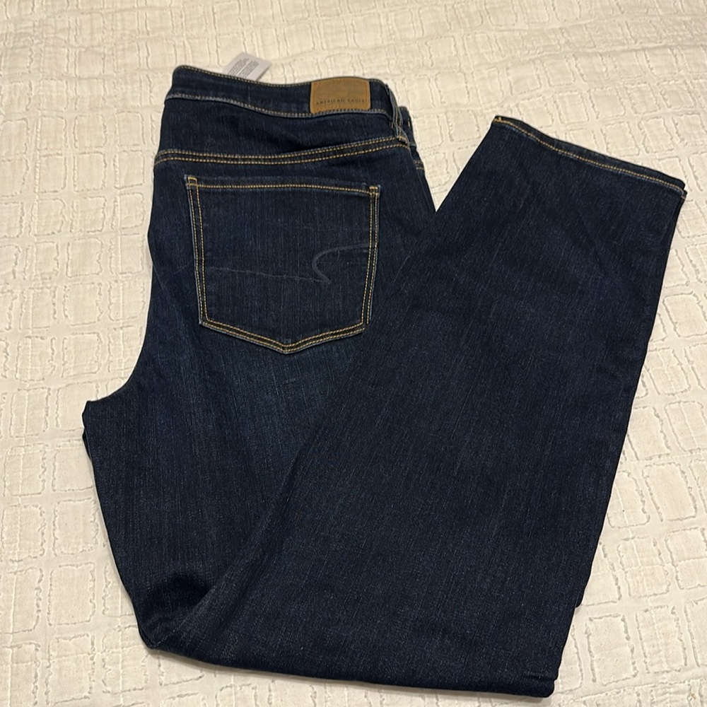 American Eagle SKINNY Dark Indigo Jeans size 16 Short. 27” inseam - Picture 5 of 6